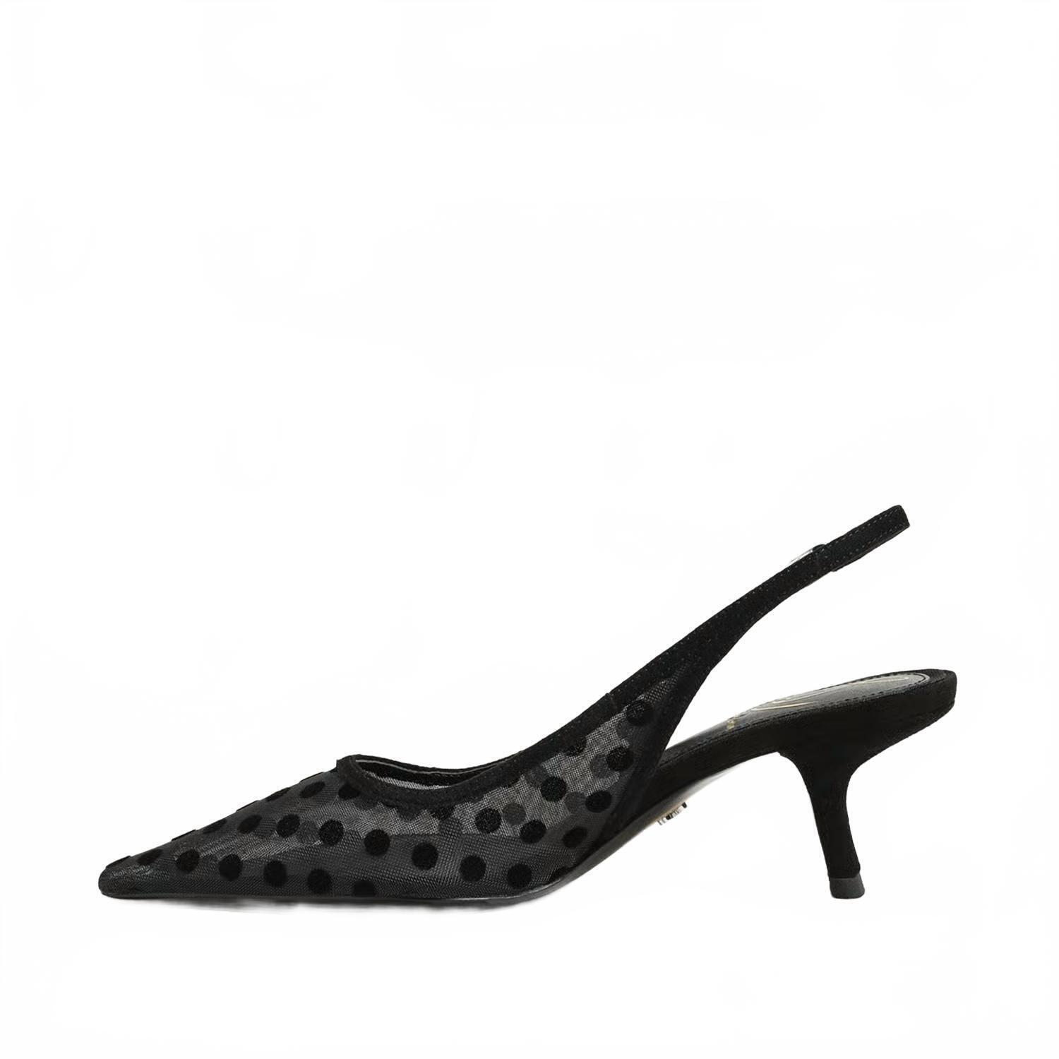 New Sam Edelman Women's Bianka Slingback Pump In Black Polka Dot Mesh — image 4 of 8